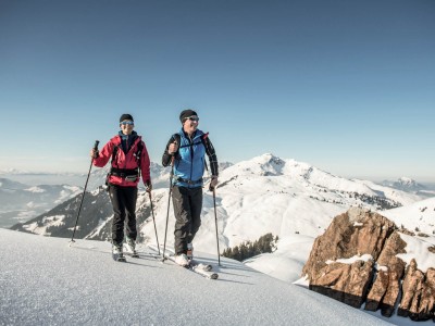 Cross-country skiing on snow-covered mountains