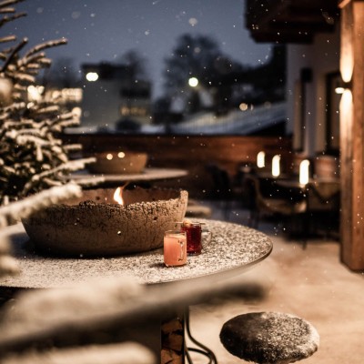 Enjoy snowy evenings on our terrace