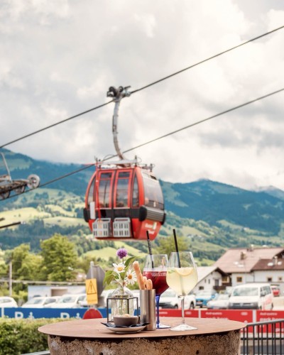 Enjoy cocktails with a view of the gondolas
