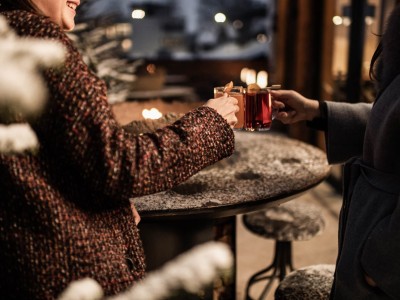 Enjoy hot drinks on snowy winter evenings